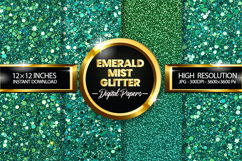 Emerald Mist Glitter Digital Papers - 04 variations Product Image 1
