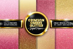 Crimson Ombre Glitter Digital Papers - 04 vari Product Image 1