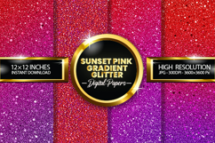Sunset Pink Gradient Glitter Digital Papers - 04 variations Product Image 1