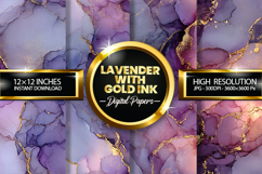 Lavender With Gold Ink Digital Papers - 04 Variations Product Image 1
