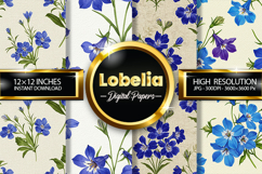Lobelia Flower Digital Papers - 04 Variations Product Image 1
