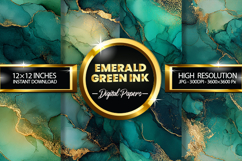 Emerald Green Ink Digital Papers - 04 Variations Product Image 1