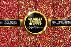 Skarlet Ember Glitter Digital Papers - 04 variations Product Image 1
