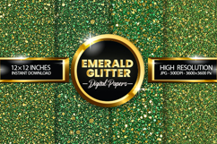 Emerald Glitter Digital Papers - 04 variations Product Image 1