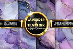 Lavender &amp; Silver Ink Digital Papers - 04 Variations Product Image 2