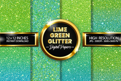 Lime Green Glitter Digital Papers - 04 variations Product Image 1