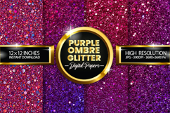 Purple Ombre Glitter Digital Papers - 04 variations Product Image 1