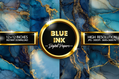 Blue Ink Digital Papers - 04 variations Product Image 1