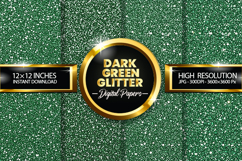 Dark Green Glitter Digital Papers - 04 variations Product Image 1
