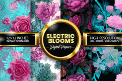 Electric Blooms Digital Papers - 04 variations Product Image 1