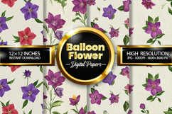Balloon Flower Digital Papers - 04 Variations Product Image 1