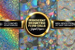 Iridescent Geometric Fluid Cells Digital Papers Product Image 1