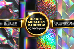 Bright Metallic Rainbow Digital Papers - 04 variations Product Image 1