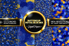 Buttercup Royal Blue Glitter Digital Papers - 04 Variations Product Image 1