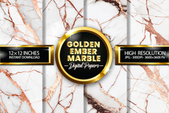 Golden Ember Marble Digital Papers - 04 Variations Product Image 1