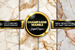 Champagne Marble Digital Papers - 04 variations Product Image 1
