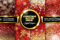 Christmas Glitter Snow Digital Papers - 04 variations Product Image 1