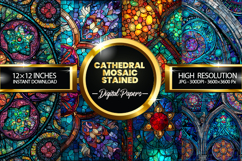 Cathedral Mosaic Stained Digital Papers - 04 variations Product Image 1