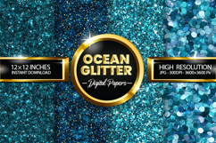 Ocean Glitter Digital Papers - 04 Variations Product Image 1