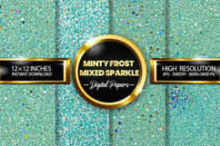 Minty Frost Mixed Sparkle Digital Papers - 04 variations Product Image 1