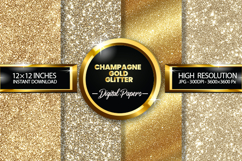 Champagne Gold Glitter Digital Papers - 04 variations Product Image 1
