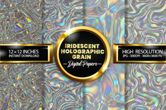 Iridescent Holographic Grain Digital Papers - 04 Variations Product Image 1