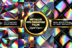 Metallic Holographic Fillin Digital Papers - 04 Variations Product Image 1