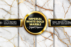 Imperial White Gold Marble Digital Papers - 04 Variations Product Image 1