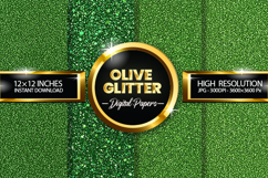Olive Glitter Digital Papers - 04 variations Product Image 1