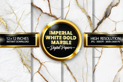 Imperial White Gold Marble Digital Papers - 04 Variations Product Image 2