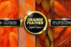 Orange Feather Glitter Digital Papers - 04 Variations Product Image 1