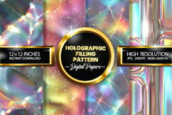 Holographic Filling Pattern Digital Papers - 04 Variations Product Image 1