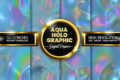 Aqua Holographic Digital Papers - 04 variations Product Image 1