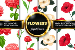 Flowers Digital Papers - 04 Variations Product Image 1