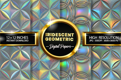 Iridescent Geometric Digital Papers - 04 Variations Product Image 1