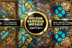 Golden Baroque Mosaic Digital Papers - 04 Variations Product Image 1