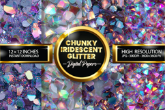chunky Iridescent Glitter Digital Papers - 04 variations Product Image 1