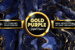 Gold Purple Digital Papers - 04 Variations Product Image 1