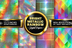 Bright Metallic Rainbow Digital Papers - 04 variations Product Image 1