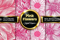 Pink Flowers Digital Papers - 04 Variations Product Image 1