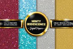 Minty Iridesence Digital Papers - 04 Variations Product Image 1