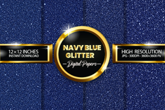 Navy Blue Glitter Digital Papers - 04 variations Product Image 1