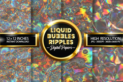 Liquid Concentric Ripples Digital Papers - 04 Variations Product Image 1