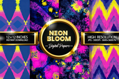 Neon Bloom Digital Papers - 04 variations Product Image 1