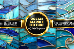 Ocean Marble Texture Digital Papers - 04 variations Product Image 1
