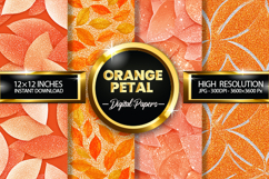 Orange Petal Glitter Digital Papers - 04 Variations Product Image 1