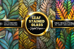Leaf Stained Glass Digital Papers - 04 variations Product Image 1