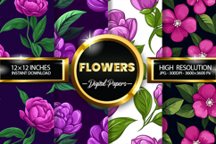Flowers Digital Papers - 04 Variations Product Image 1