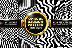 Optical illusion pattern Digital Papers - 04 variations Product Image 1