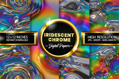 Iridescent Chrome Digital Papers - 04 Variations Product Image 1